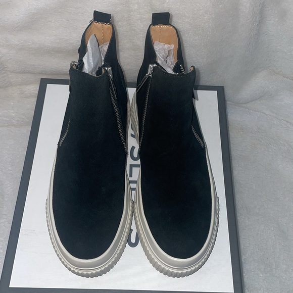 NWT J/SLIDES WYONA Black Suede Waterproof Hidden Wedge Sneaker Bootie - Picture 7 of 14